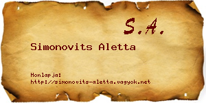 Simonovits Aletta névjegykártya
